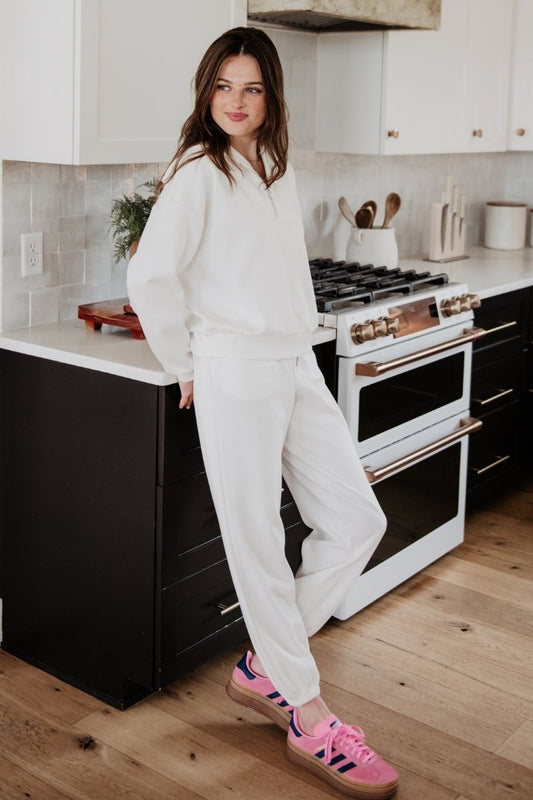 White Scuba Pants 2 Piece Set