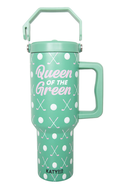 Queen of the Green Golf 38 Oz Tumbler with Lid Handle