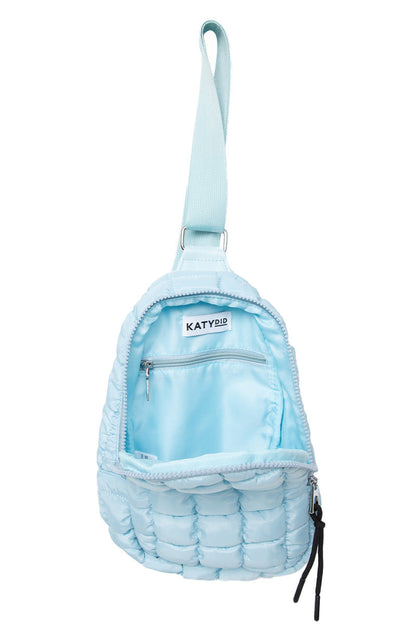 Light Blue Quilted Sling Crossbody Bag