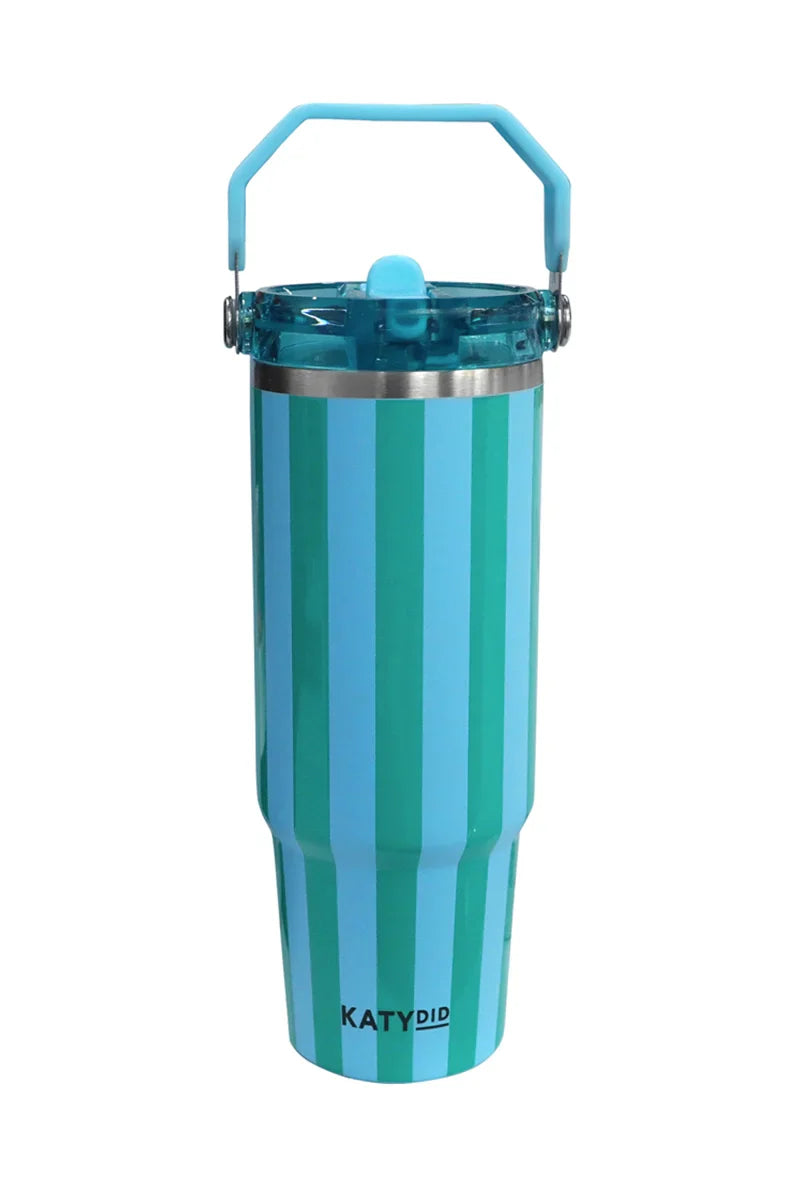 Aqua and Green Striped 30 Oz Cabana Tumbler