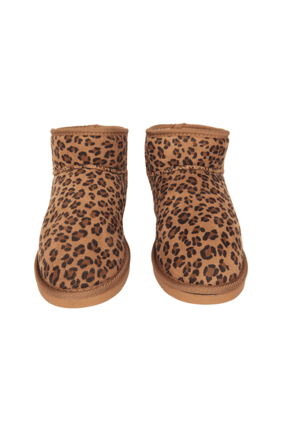 Leopard Print Fur Mini Ankle Boots