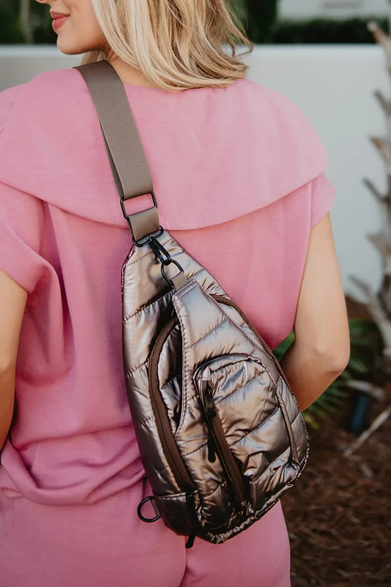 Bronze Metallic Crossbody Sling Bag