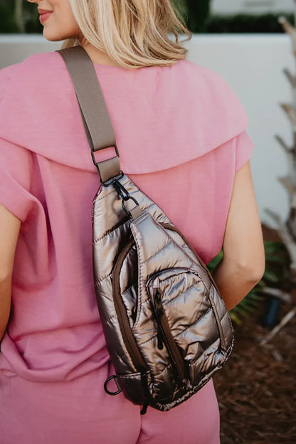 Bronze Metallic Crossbody Sling Bag