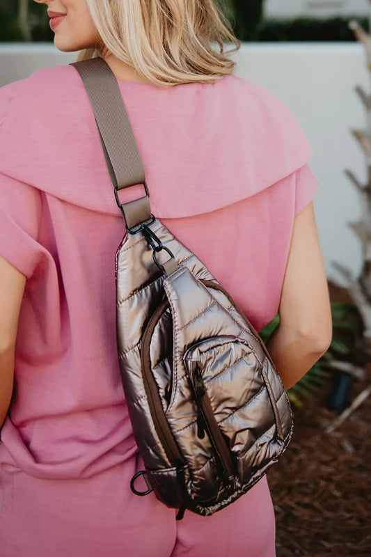 Bronze Metallic Crossbody Sling Bag