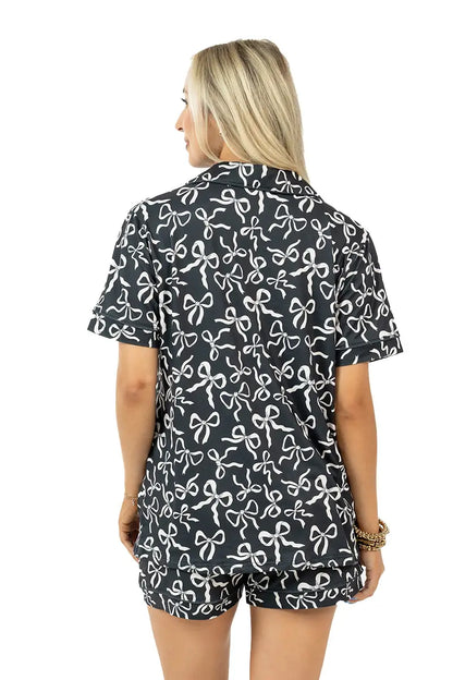 Black Shorts Set Bow Pajamas