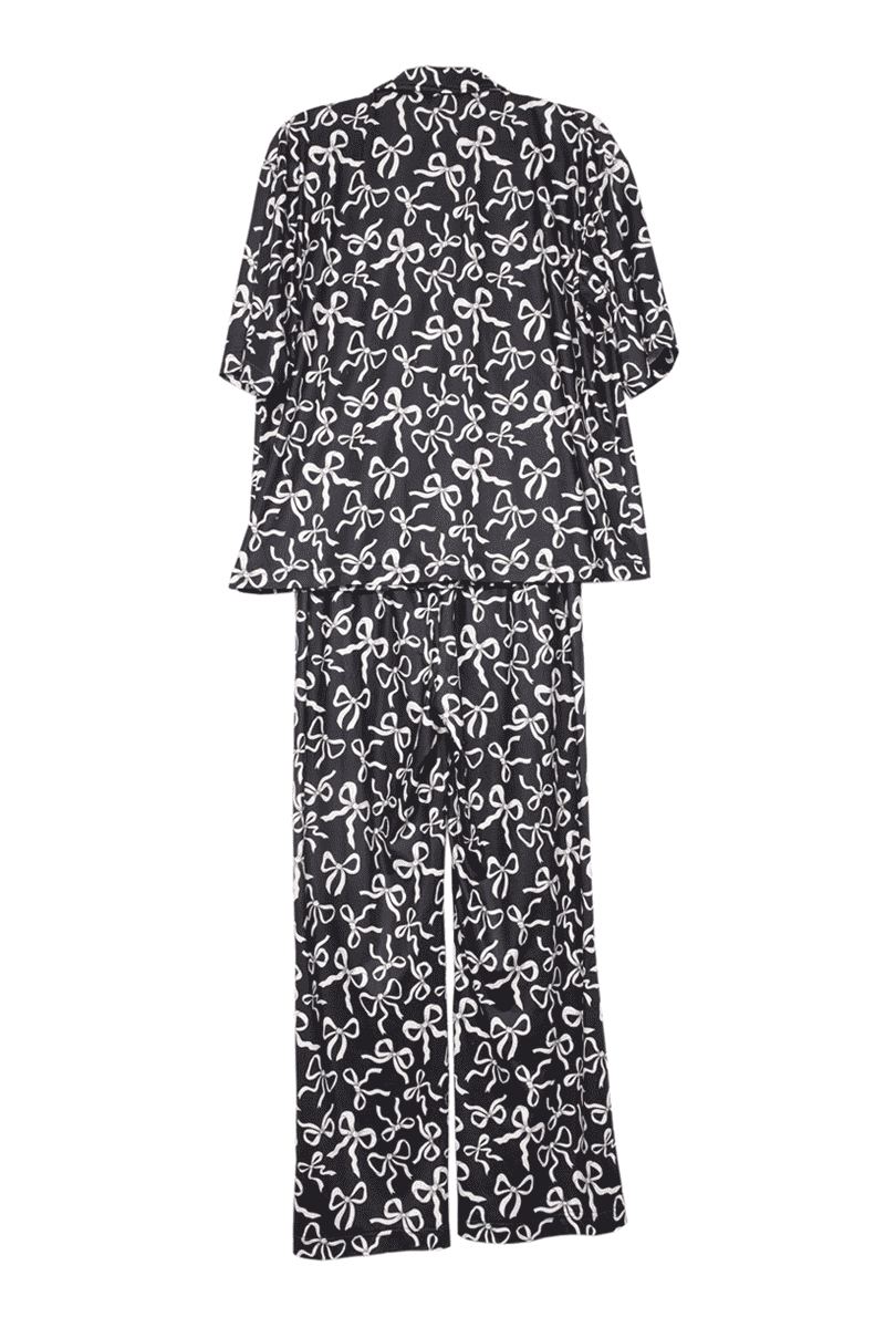 Black Bow Print PJ Pants Set