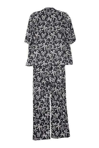 Black Bow Print PJ Pants Set