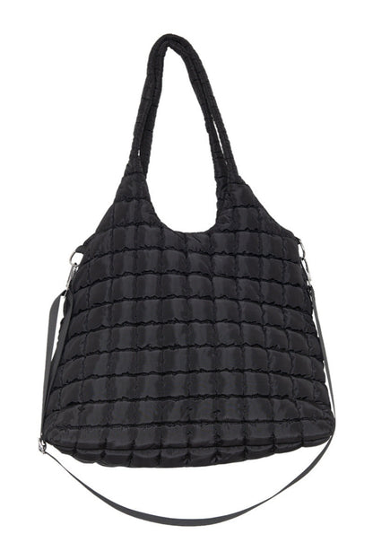 Black Rectangular Puffer Tote Bag