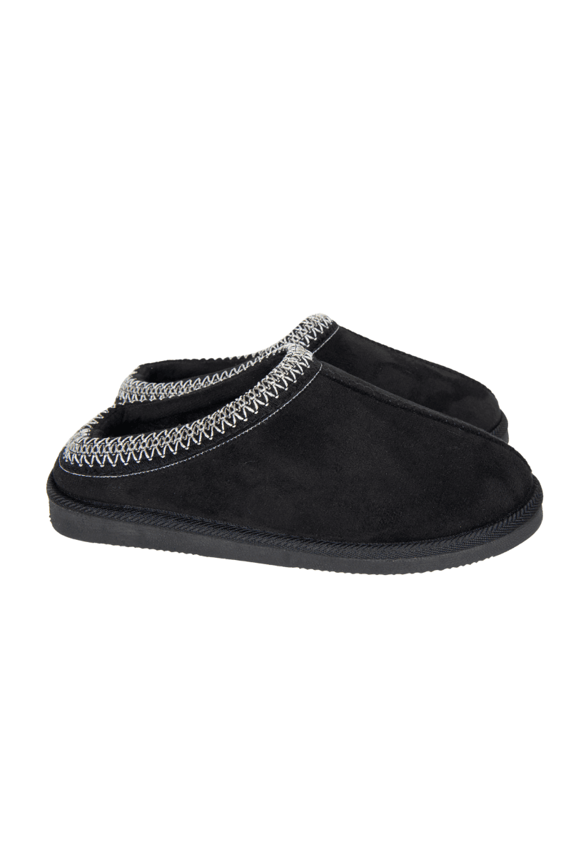 Black Embroidered Women's Slippers