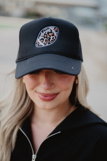 Leopard Print Football Women's Foam Trucker Hat