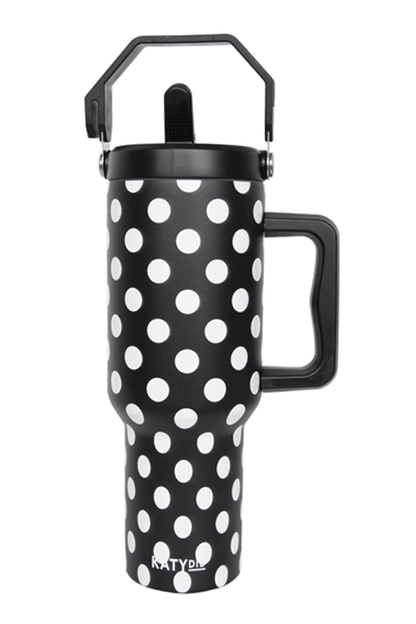 Black & White Polka Dots Stainless Steel Tumbler