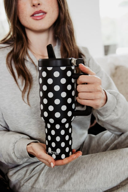 Black & White Polka Dots Stainless Steel Tumbler