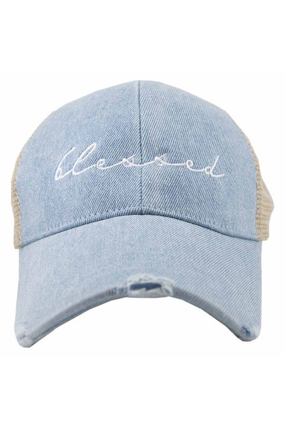 Blessed (Cursive) Denim Trucker Hat