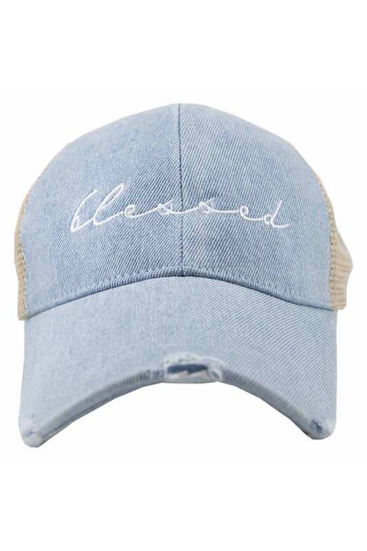 Blessed (Cursive) Denim Trucker Hat