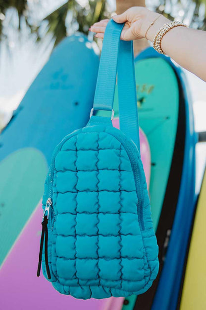 Blue Quilted Sling Bag