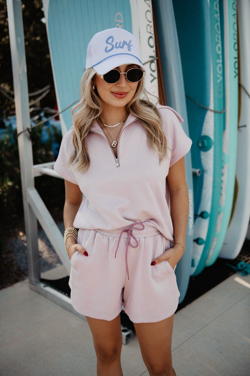 Blush Half Zip Scuba Set