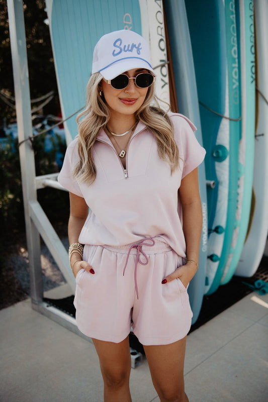 Blush Half Zip Scuba Set