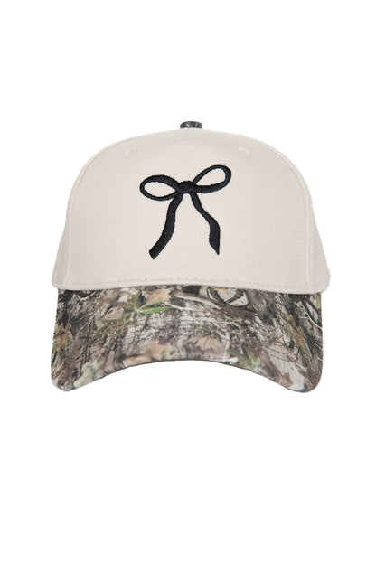 Black Coquette Bow Vintage Two-Toned Hat