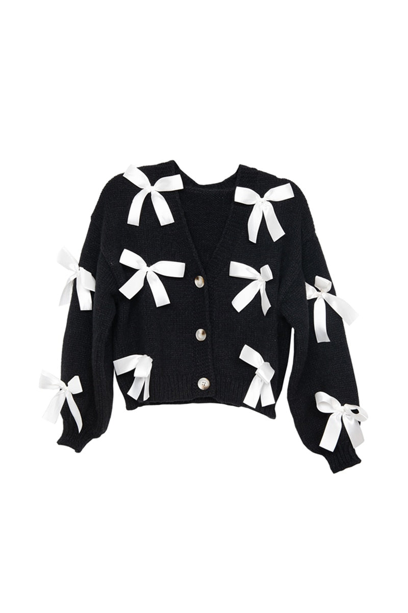 Bow Knit Cardigan Women's Sweaters