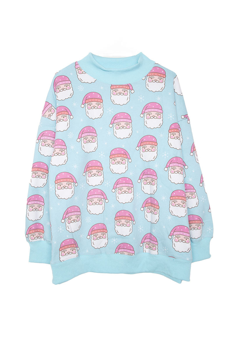 Pink Santa Faces Printed Sweatshirts Women's