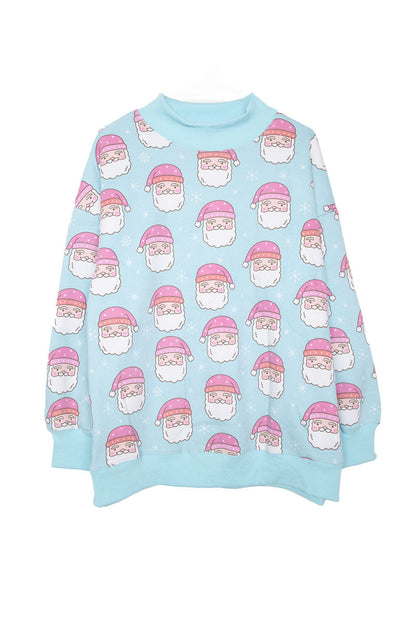Pink Santa Faces Printed Sweatshirts Women's