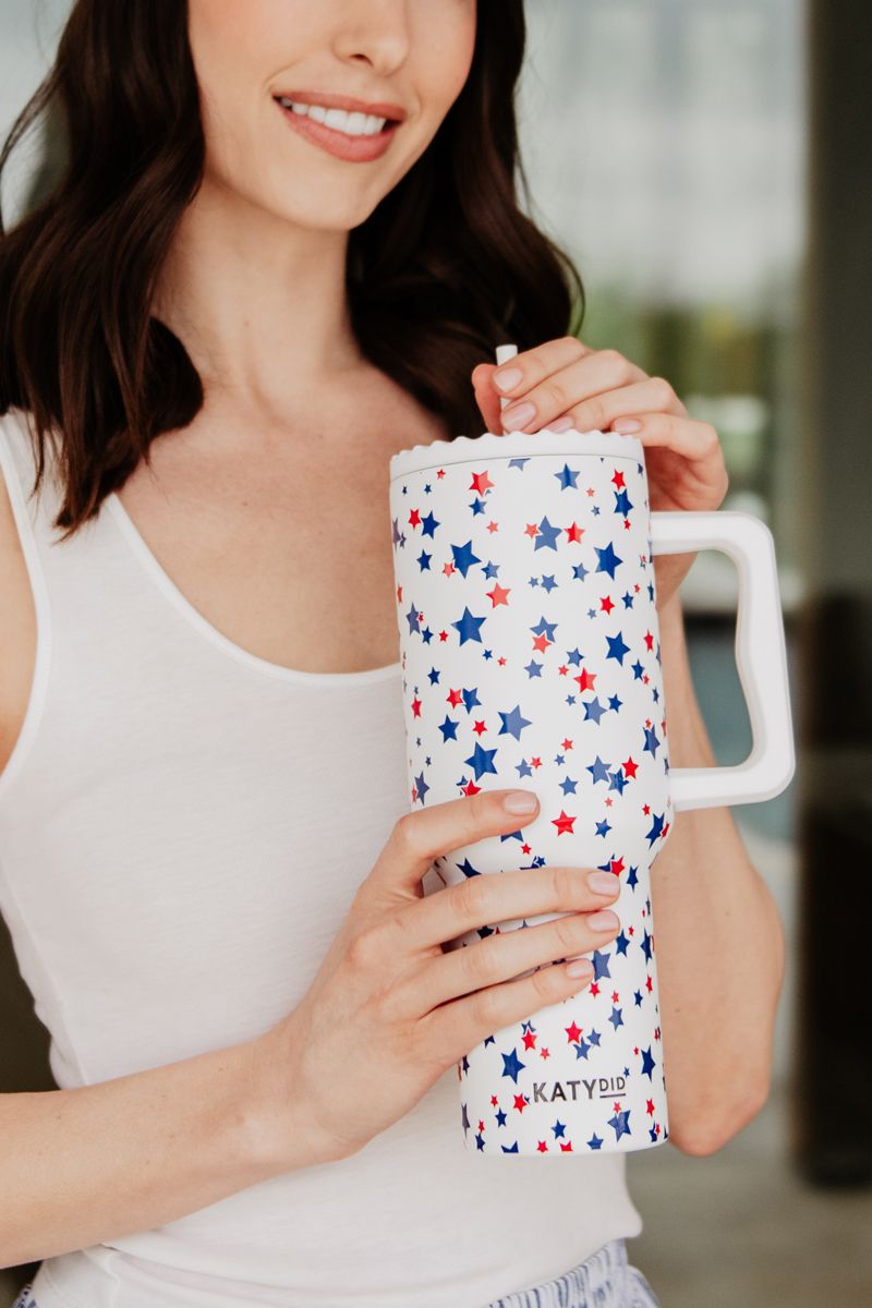 Red. White. Blue STAR 38 Oz Tumbler w/ Handle
