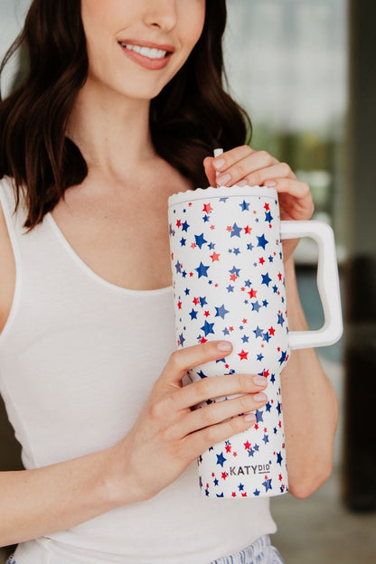 Red. White. Blue STAR 38 Oz Tumbler w/ Handle