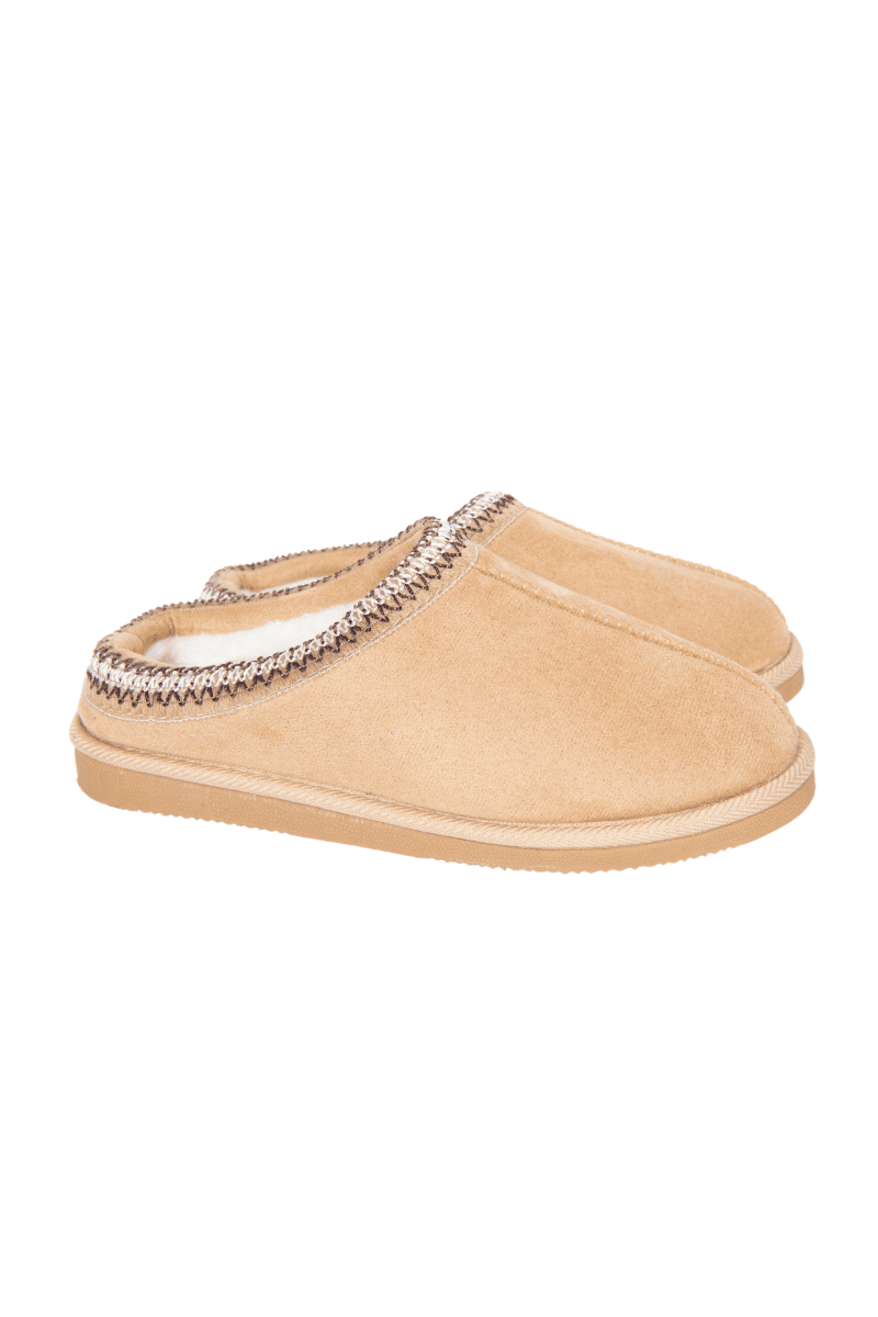 Sand Embroidered Slip-On House Shoes
