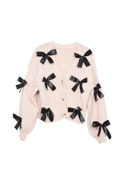 Bow Knit Cardigan Women's Sweaters