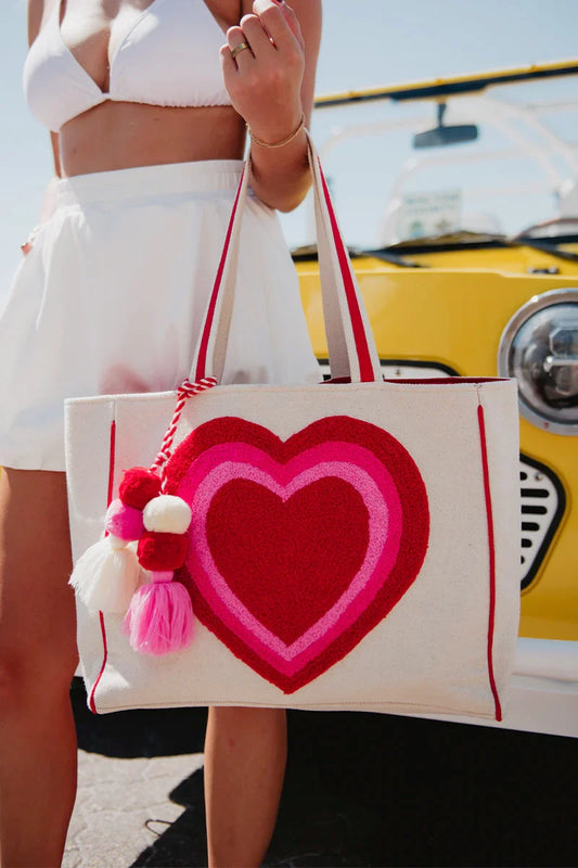 Beating Heart Chenille Tote Bag for Women