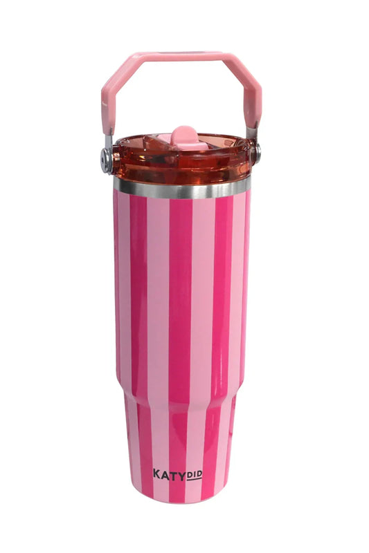 Pink and Hot Pink Striped Stainless Steel 30 Oz Tumbler