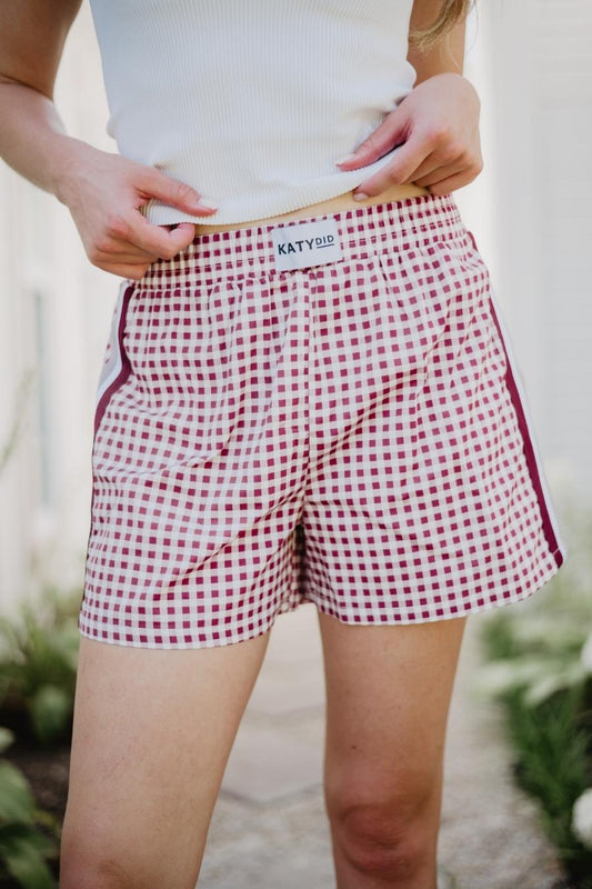 Maroon Plaid Boxers Female