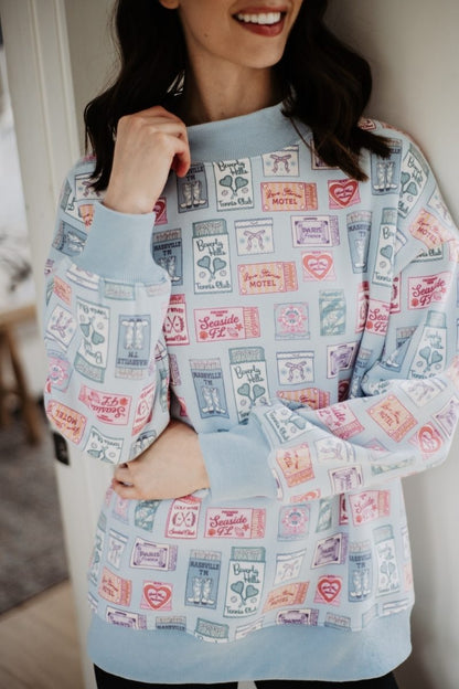 Traveling Matchbook Crewneck Printed Sweatshirt