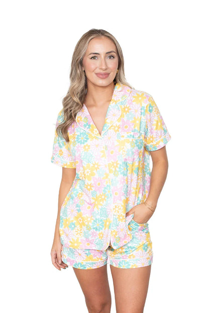 Spring Flowers Pajama Shorts Set