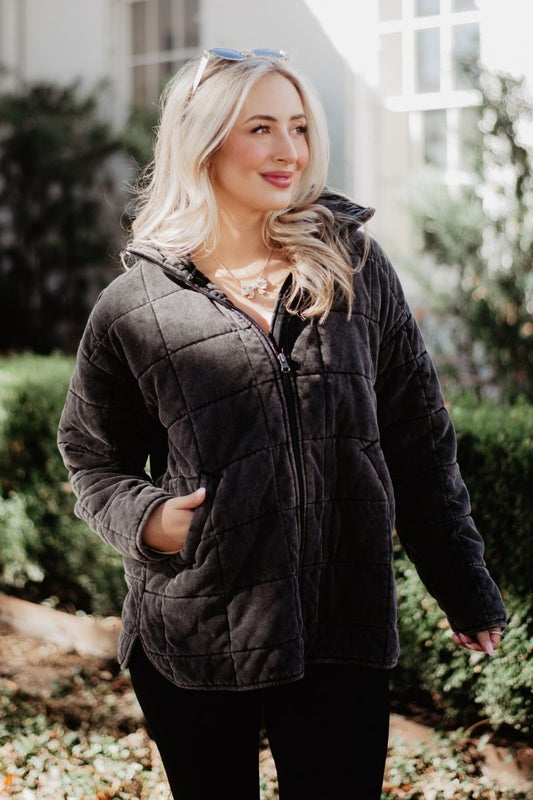 Charcoal Quilted Jacket for Women