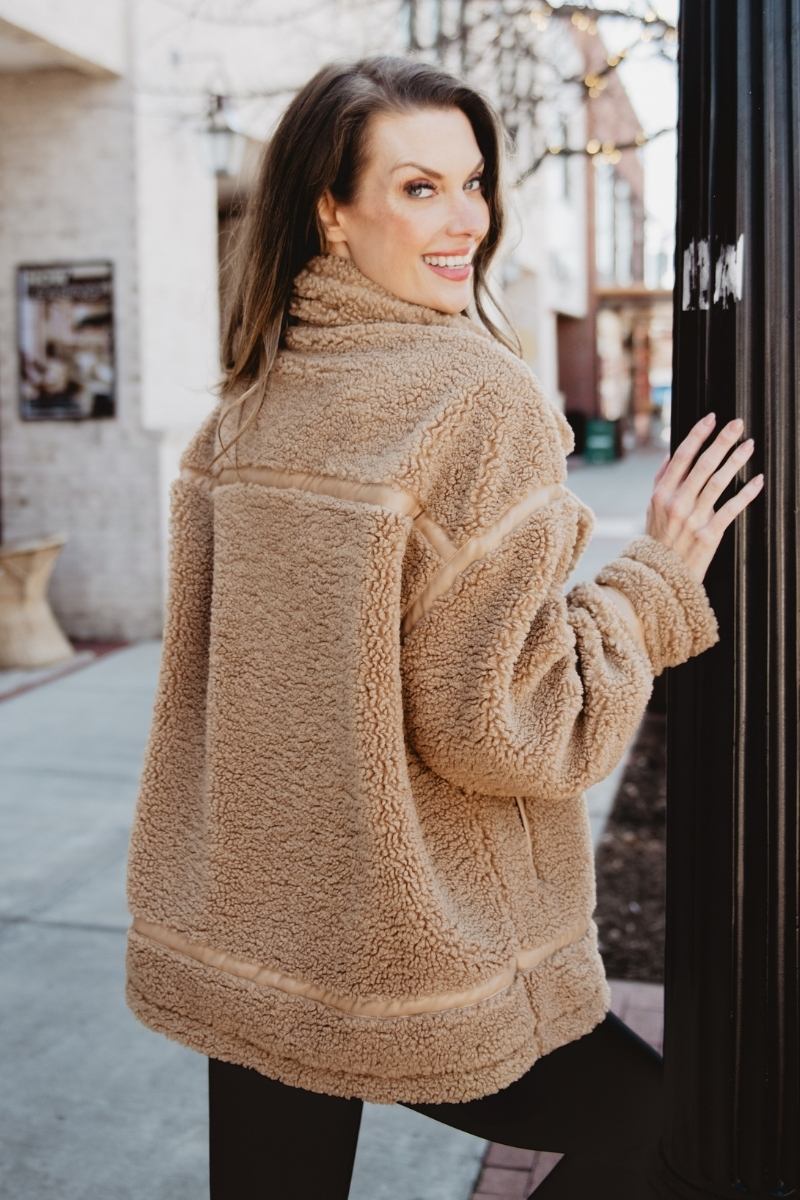 Brown Ladies Sherpa Teddy Jacket