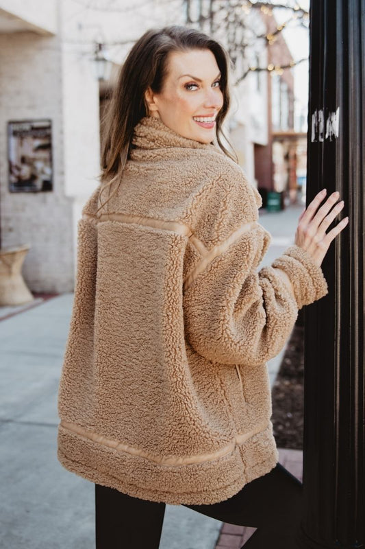 Brown Ladies Sherpa Teddy Jacket