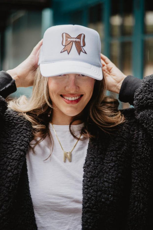 Football Bow Coquette Patch Women's Foam Trucker Hat