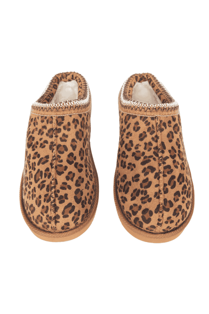 Leopard Print Embroidered Slip-On House Shoes