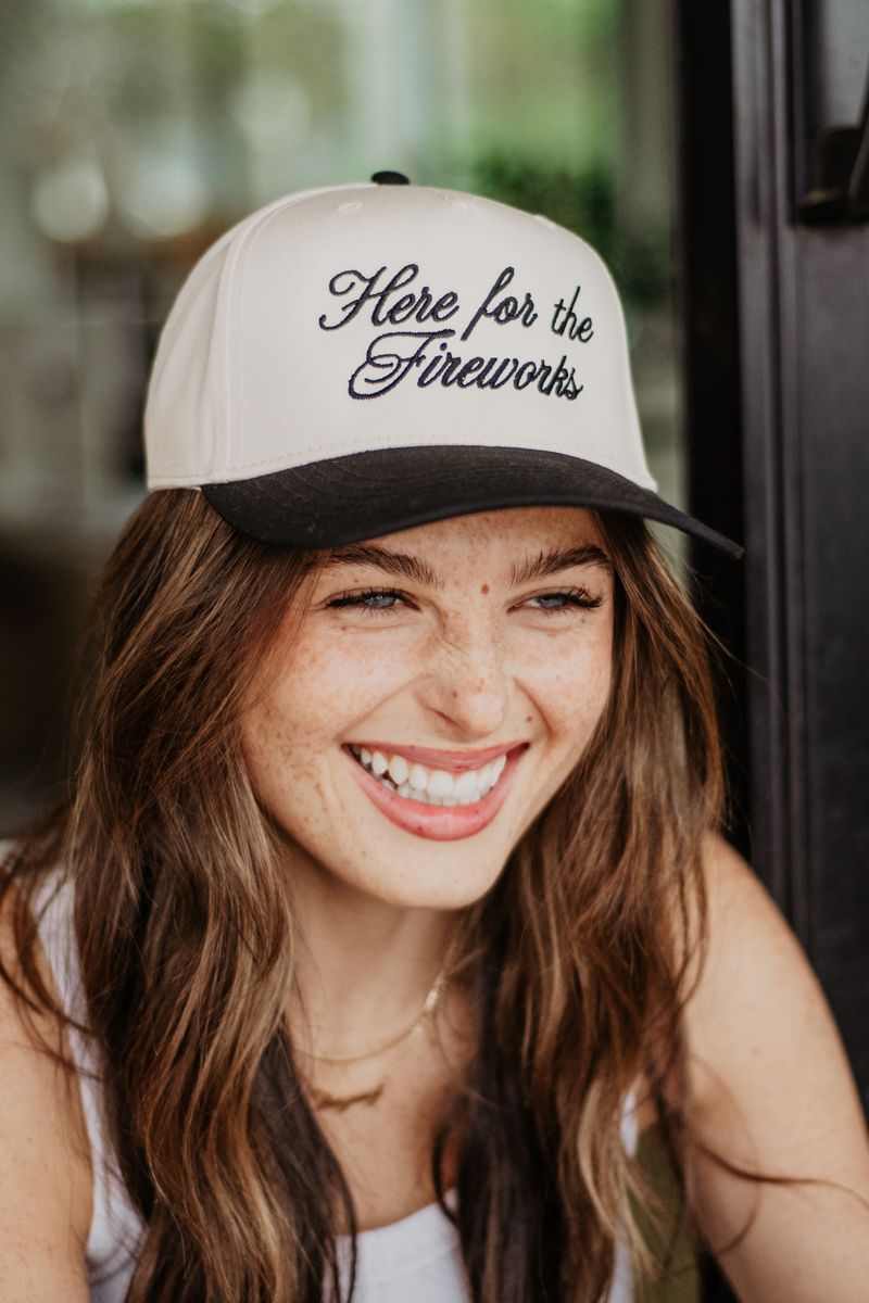 Here For The Fireworks Vintage Trucker Hat