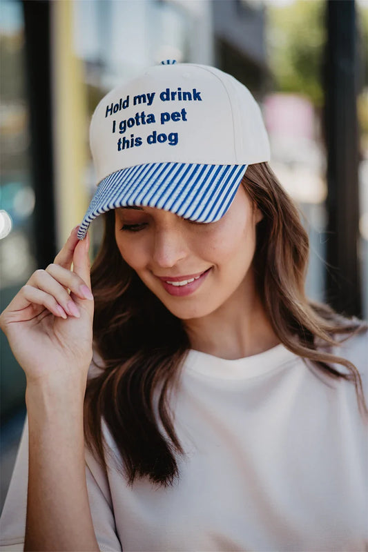 Hold My Drink I Gotta Pet This Dog Vintage Hat