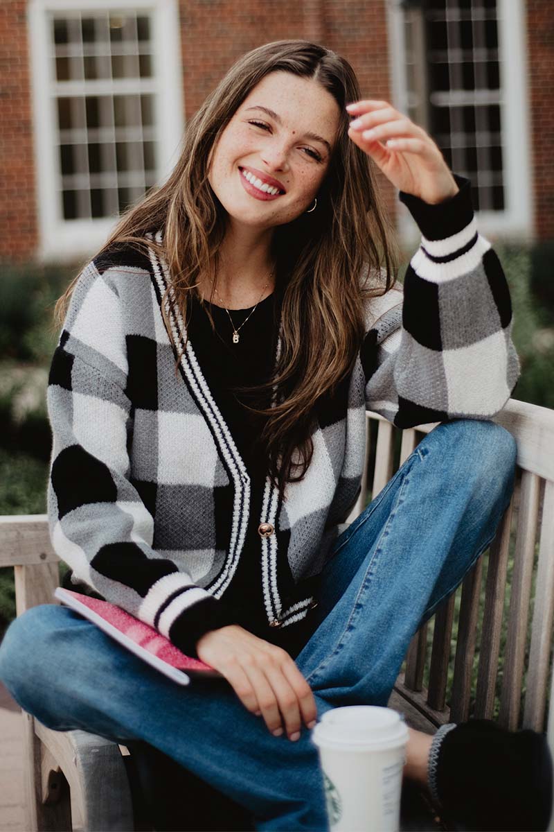 Open Front Black Plaid Cardigan Sweater