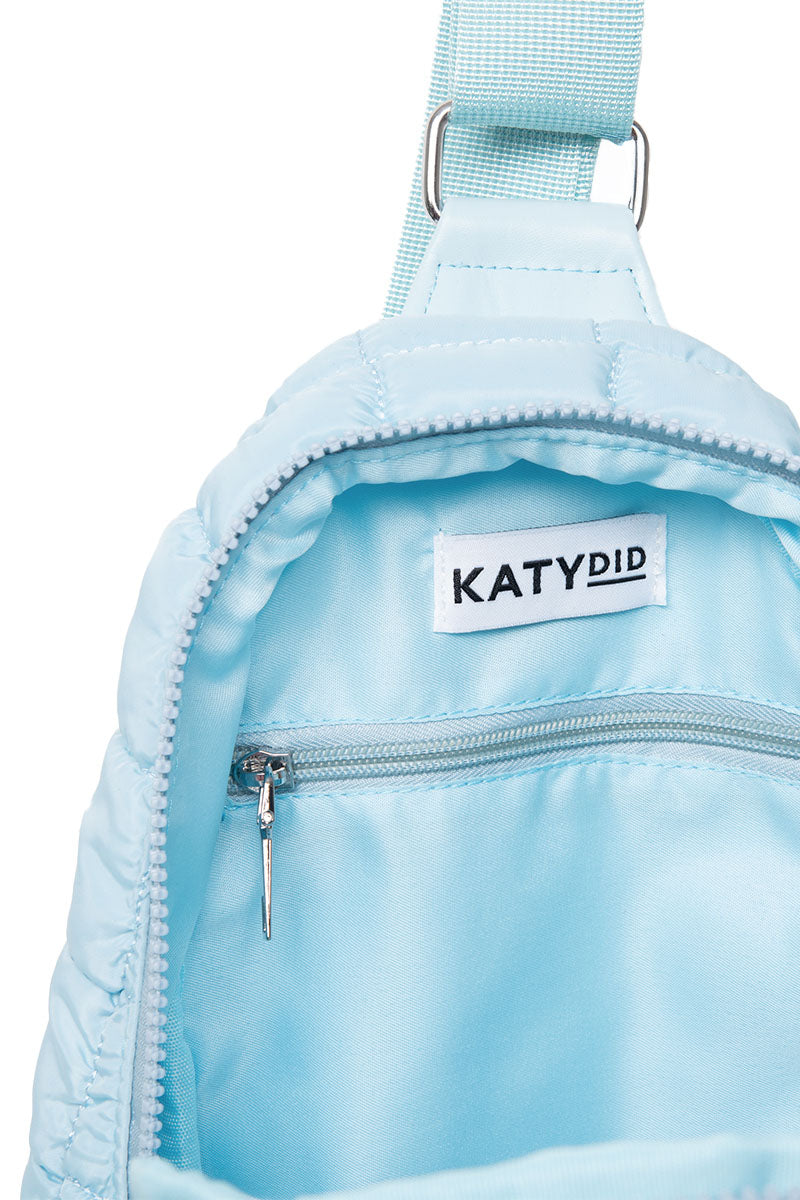 Light Blue Quilted Sling Crossbody Bag