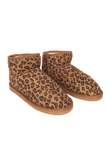 Leopard Print Fur Mini Ankle Boots