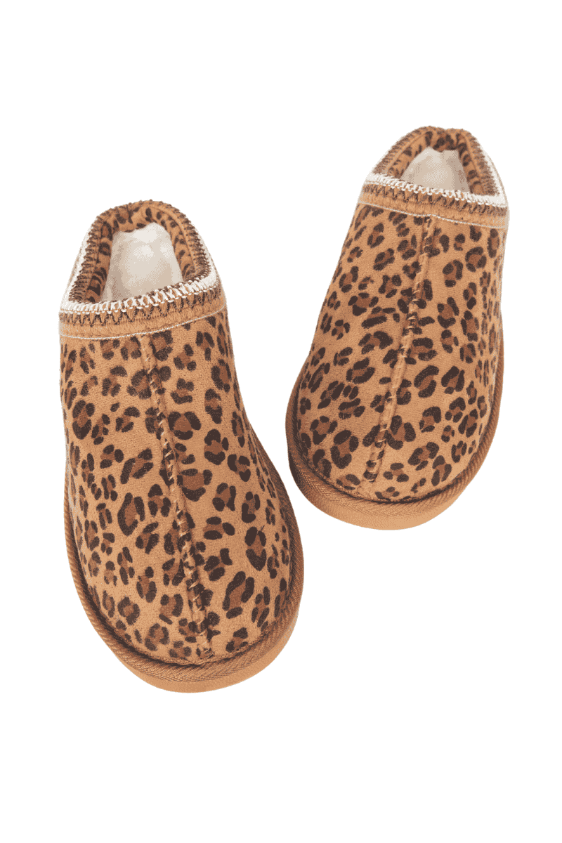 Leopard Print Embroidered Slip-On House Shoes