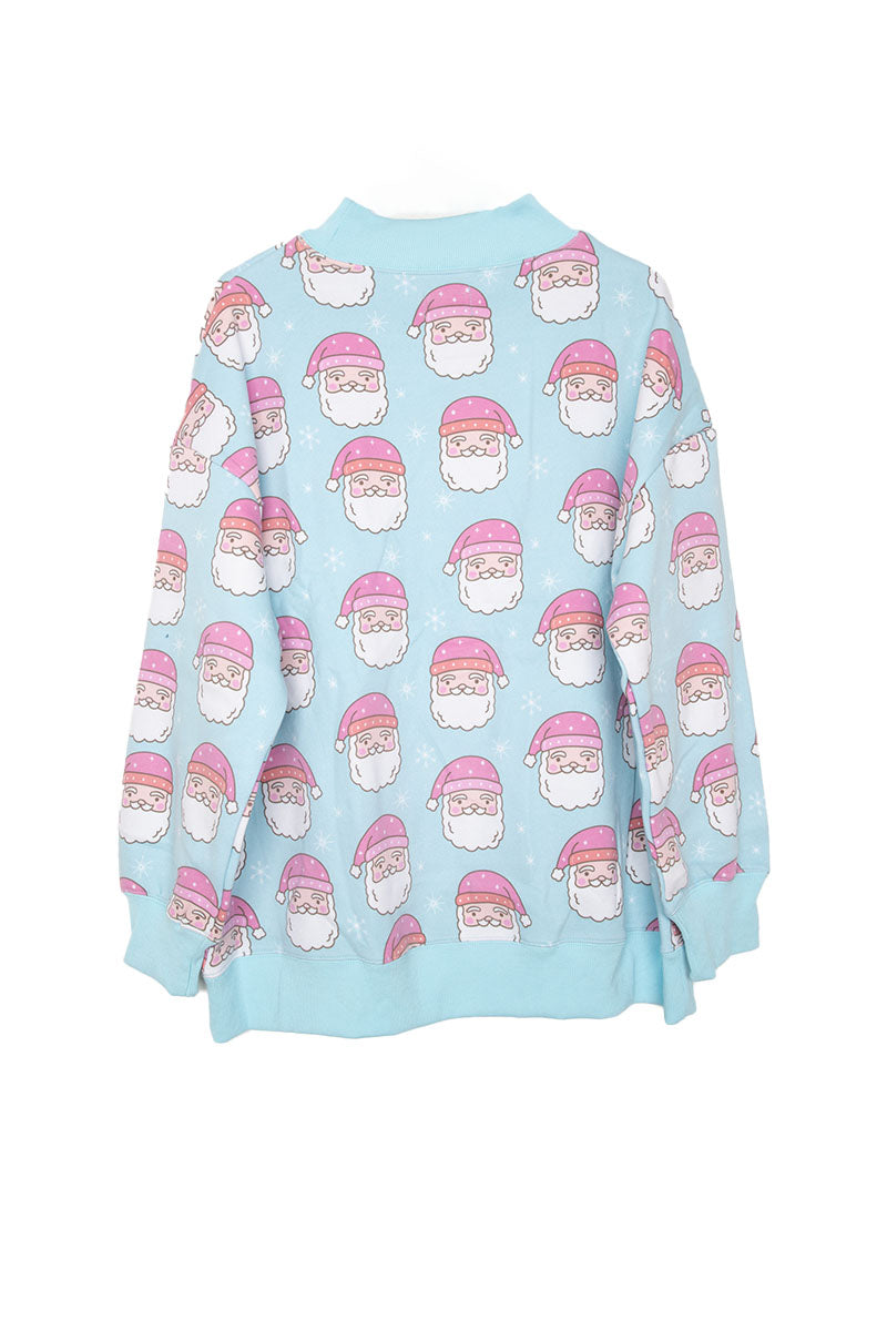 Pink Santa Faces Printed Sweatshirts Women's