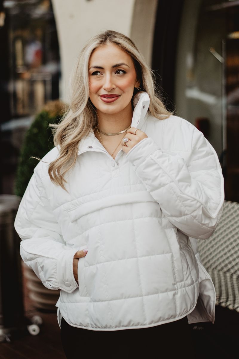 White Puffer Pullover Jacket