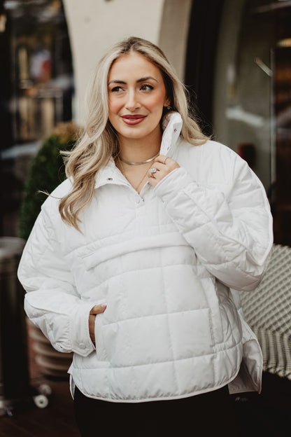 White Puffer Pullover Jacket