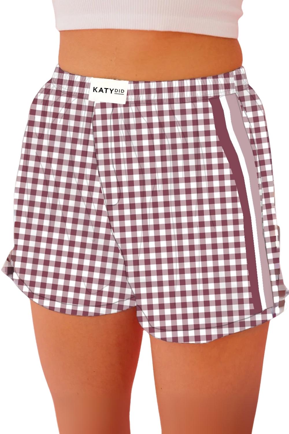 Maroon Plaid Boxers Female