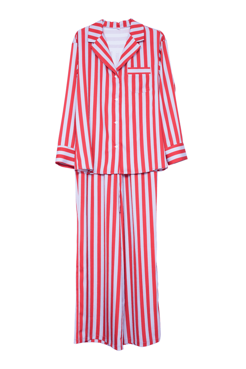 Lilac Striped Satin PJ Sets Women